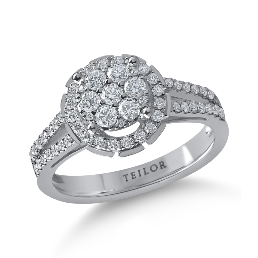 Inel din aur alb cu diamante de 0.5ct