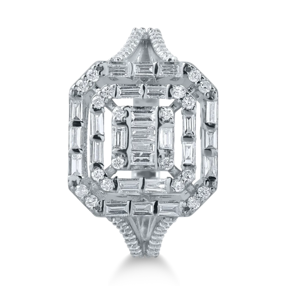 Inel din aur alb cu diamante de 0.65ct - imagine 2