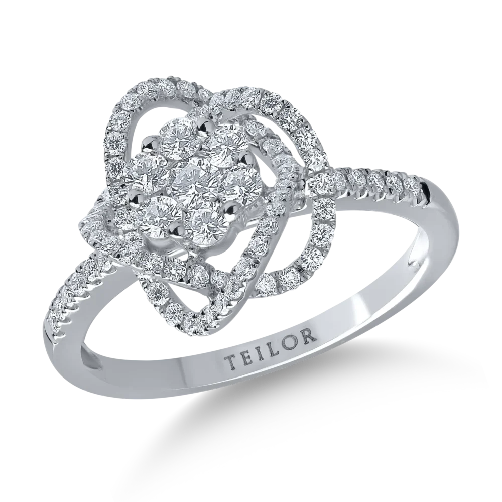 Inel din aur alb cu diamante de 0.6ct