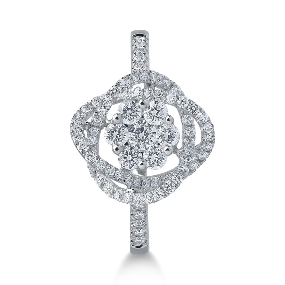 Inel din aur alb cu diamante de 0.6ct - imagine 3