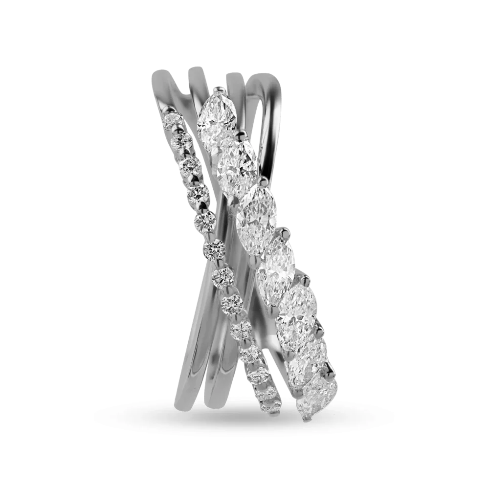 Inel din aur alb cu diamante de 0.74ct - imagine 2