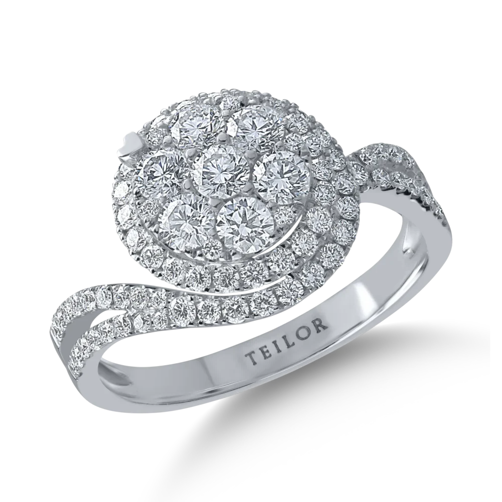 Inel din aur alb cu diamante de 0.77ct