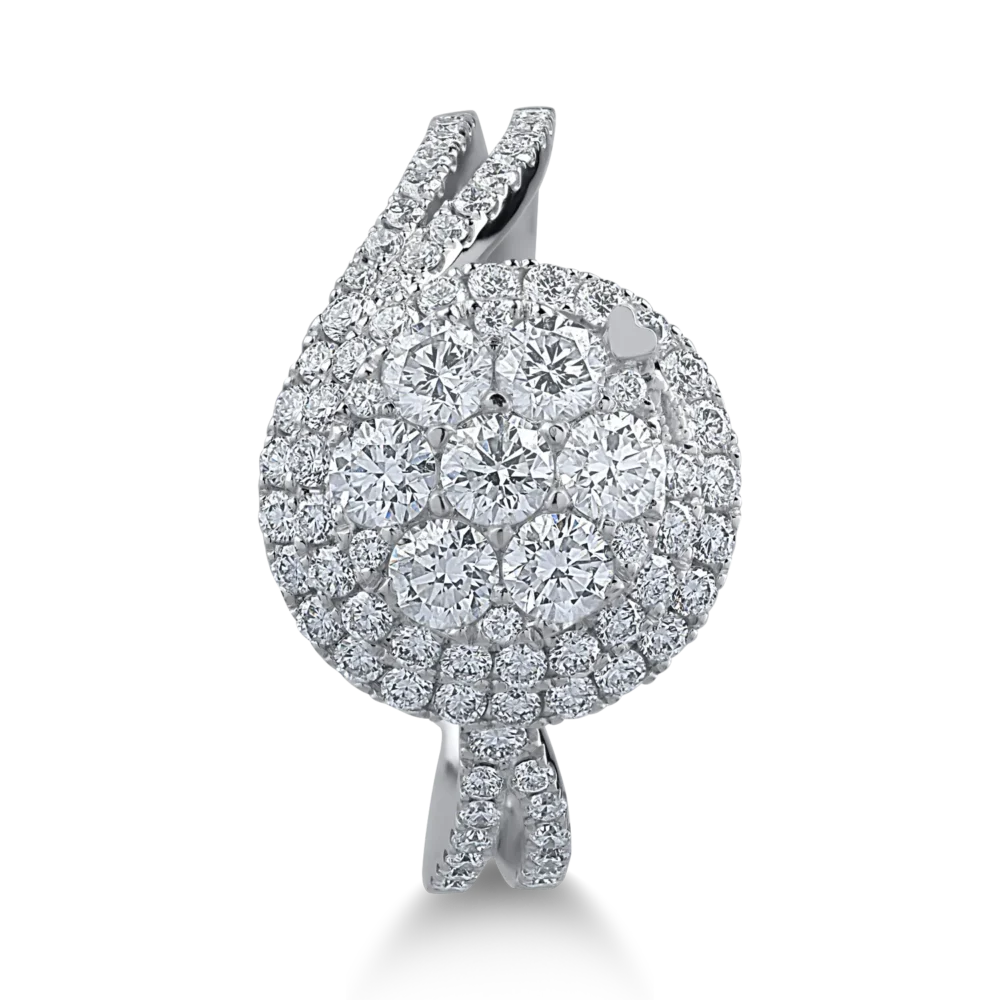 Inel din aur alb cu diamante de 0.77ct - imagine 2