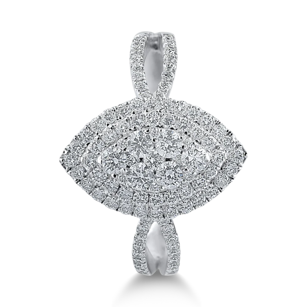 Inel din aur alb cu diamante de 0.78ct - imagine 2