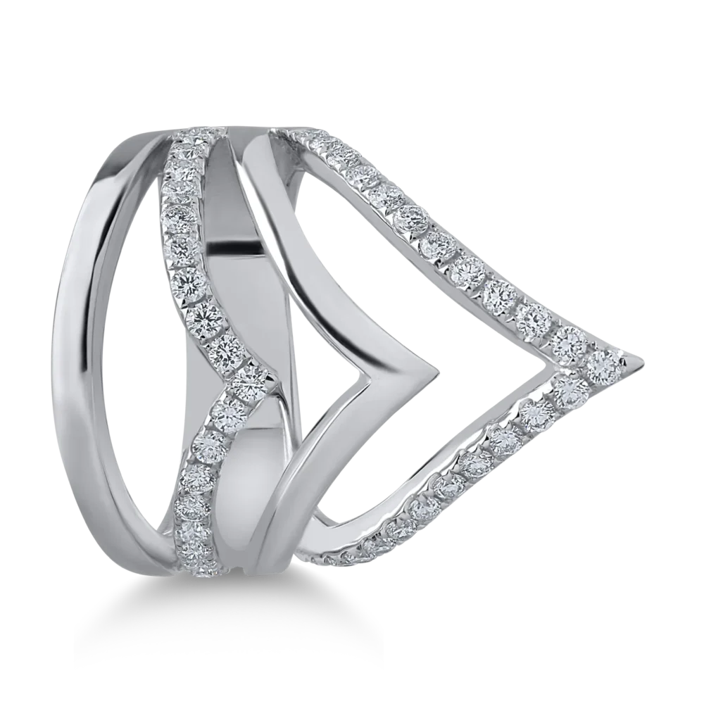 Inel din aur alb cu diamante de 0.84ct - imagine 3