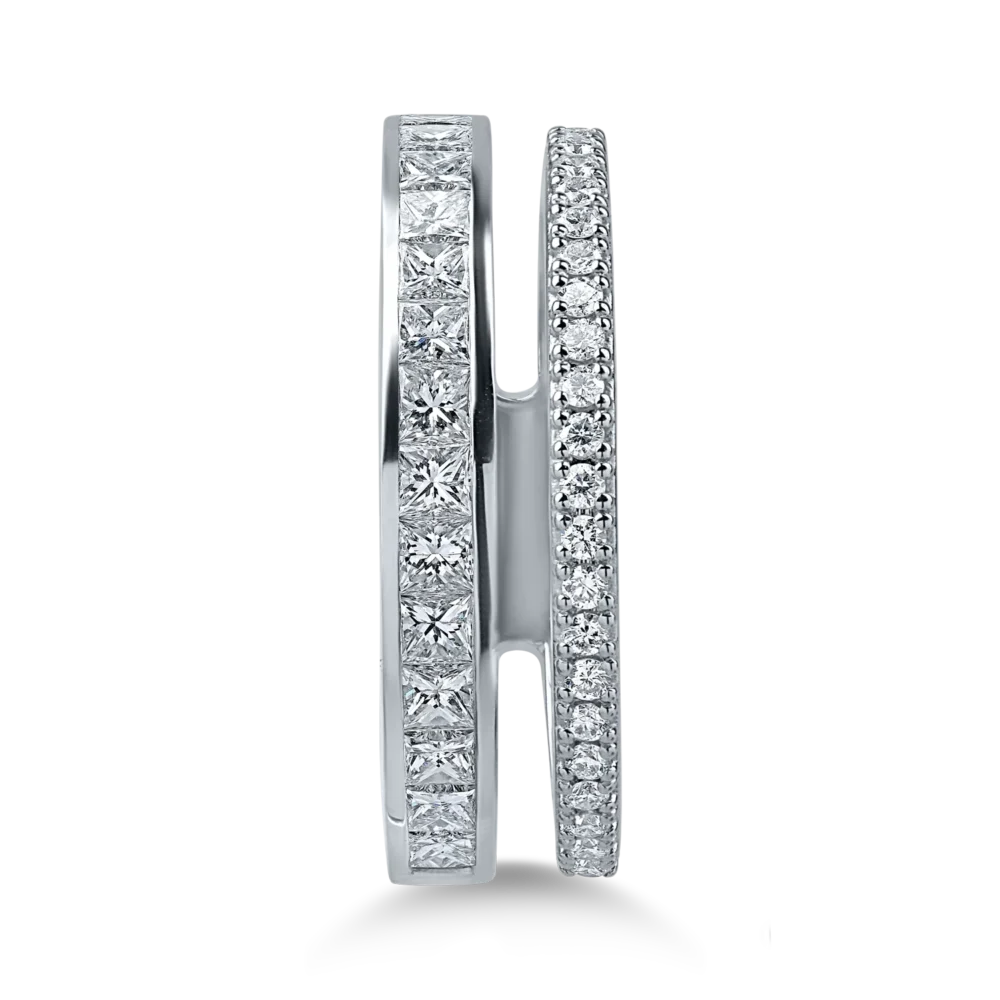 Inel din aur alb cu diamante princess si rotunde de 0.89ct - imagine 2