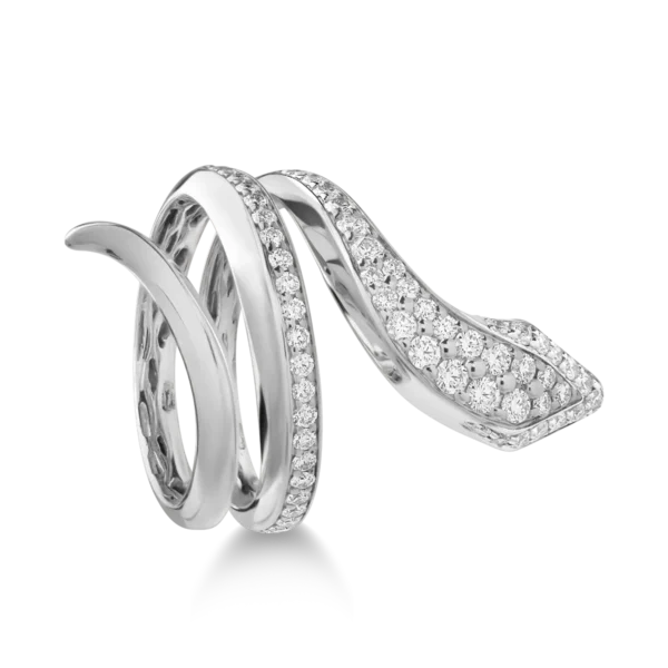 Inel sarpe din aur alb cu diamante de 0.93ct