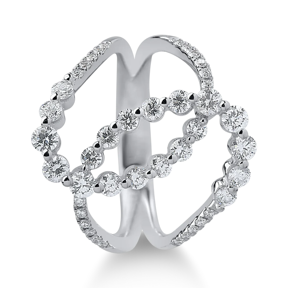 Inel din aur alb cu diamante de 0.98ct - imagine 2