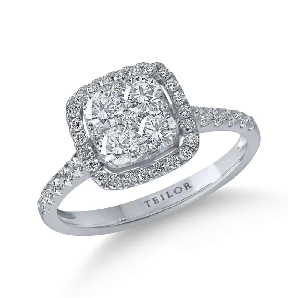 Inel din aur alb cu diamante de 0.9ct