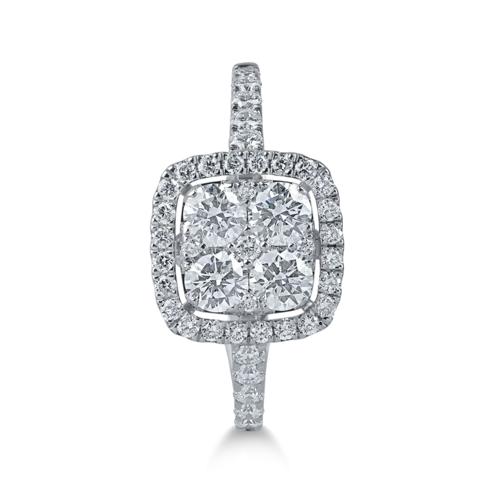 Inel din aur alb cu diamante de 0.9ct - imagine 2