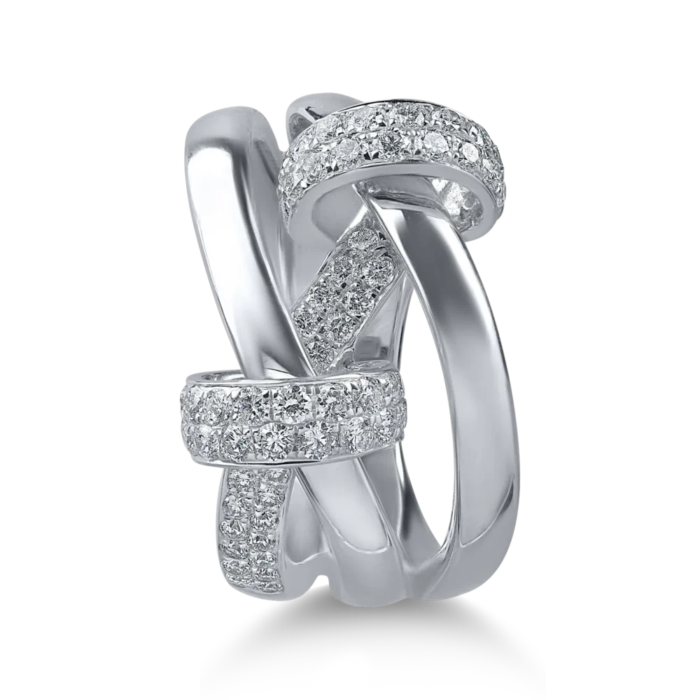 Inel din aur alb cu diamante de 0.9ct - imagine 2