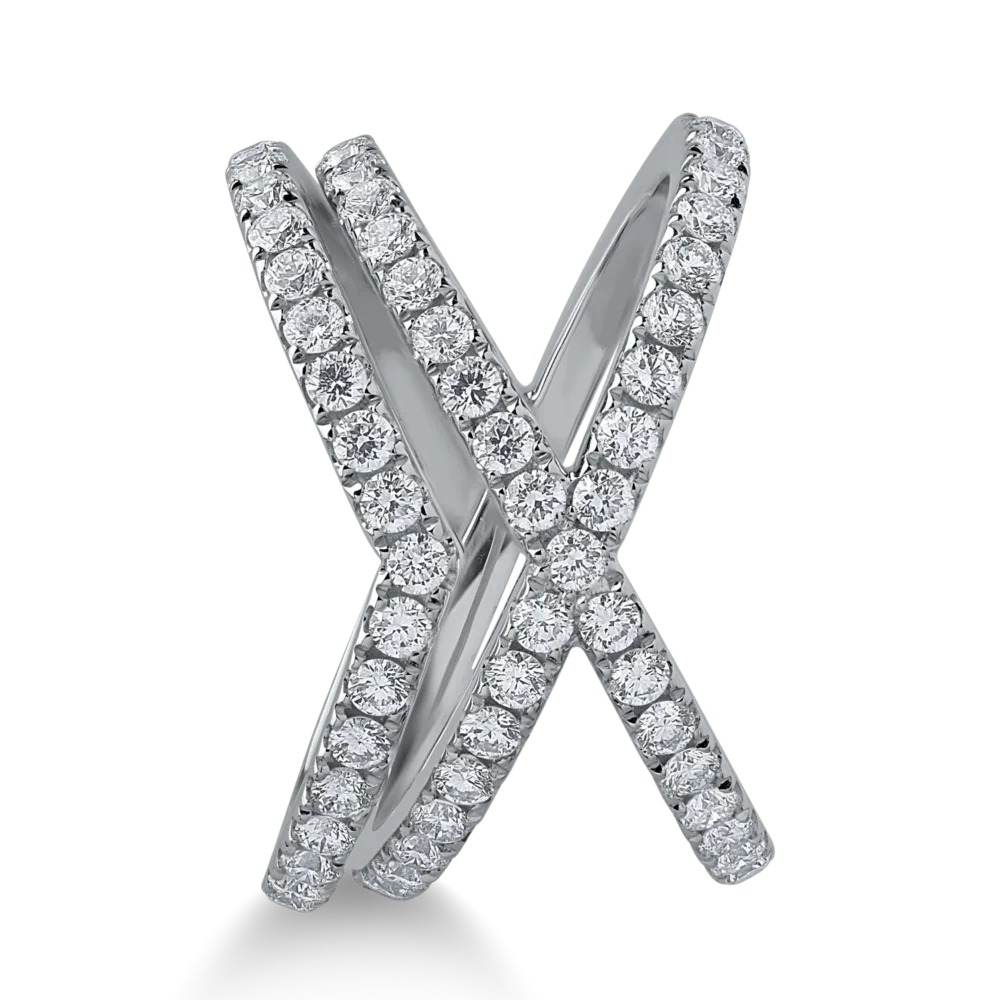 Inel din aur alb cu diamante de 1.11ct - imagine 2