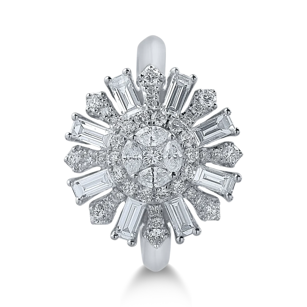 Inel din aur alb cu diamante de 1.17ct - imagine 2