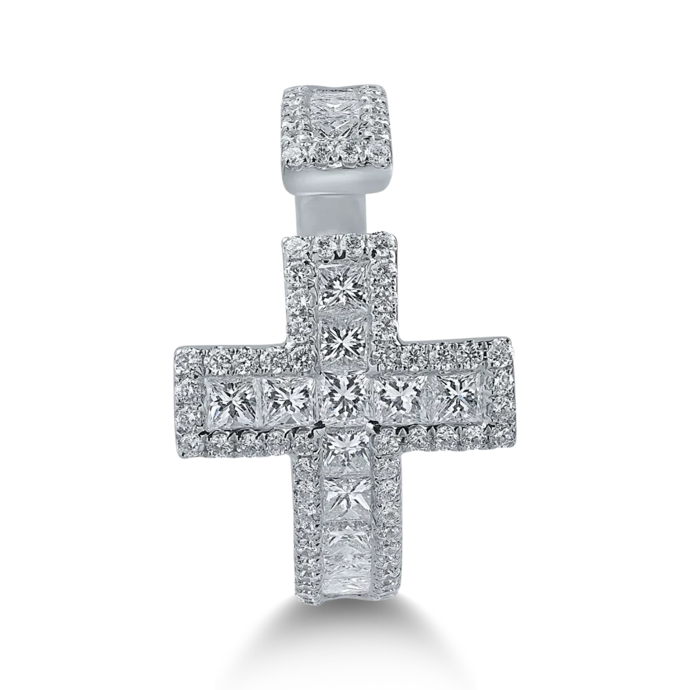 Inel din aur alb cu diamante princess si rotunde de 1.39ct - imagine 2