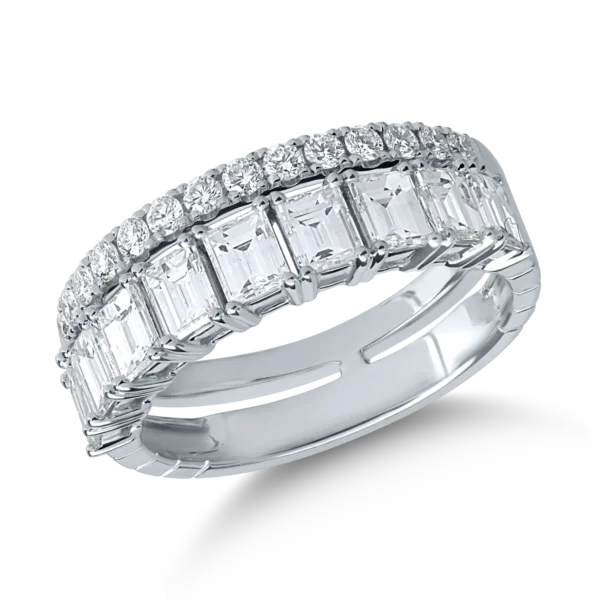 Inel din aur alb cu diamante baguette si rotunde de 1.79ct