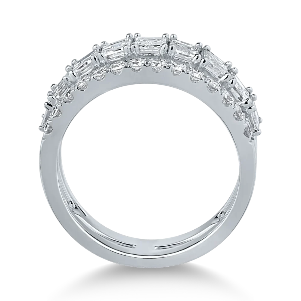 Inel din aur alb cu diamante baguette si rotunde de 1.79ct - imagine 2