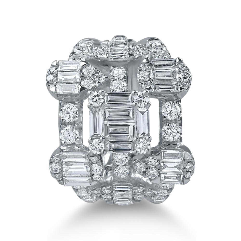 Inel din aur alb cu diamante baguette si rotunde de 2.17ct - imagine 2