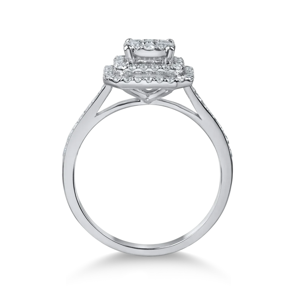 Inel din aur alb cu diamante microsetting de 0.6ct - imagine 2