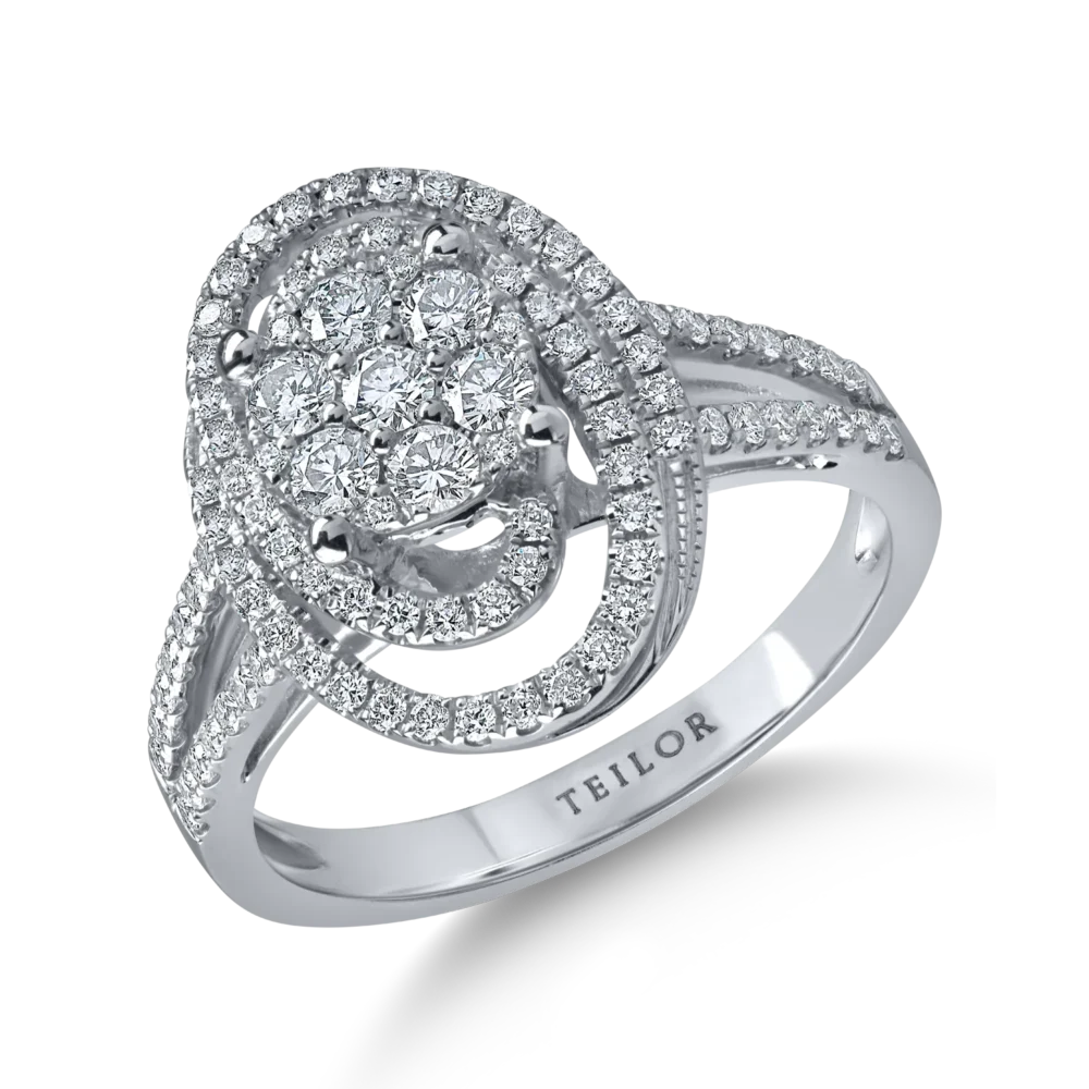 Inel din aur alb cu diamante microsetting de 0.6ct