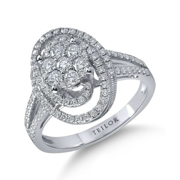 Inel din aur alb cu diamante microsetting de 0.6ct