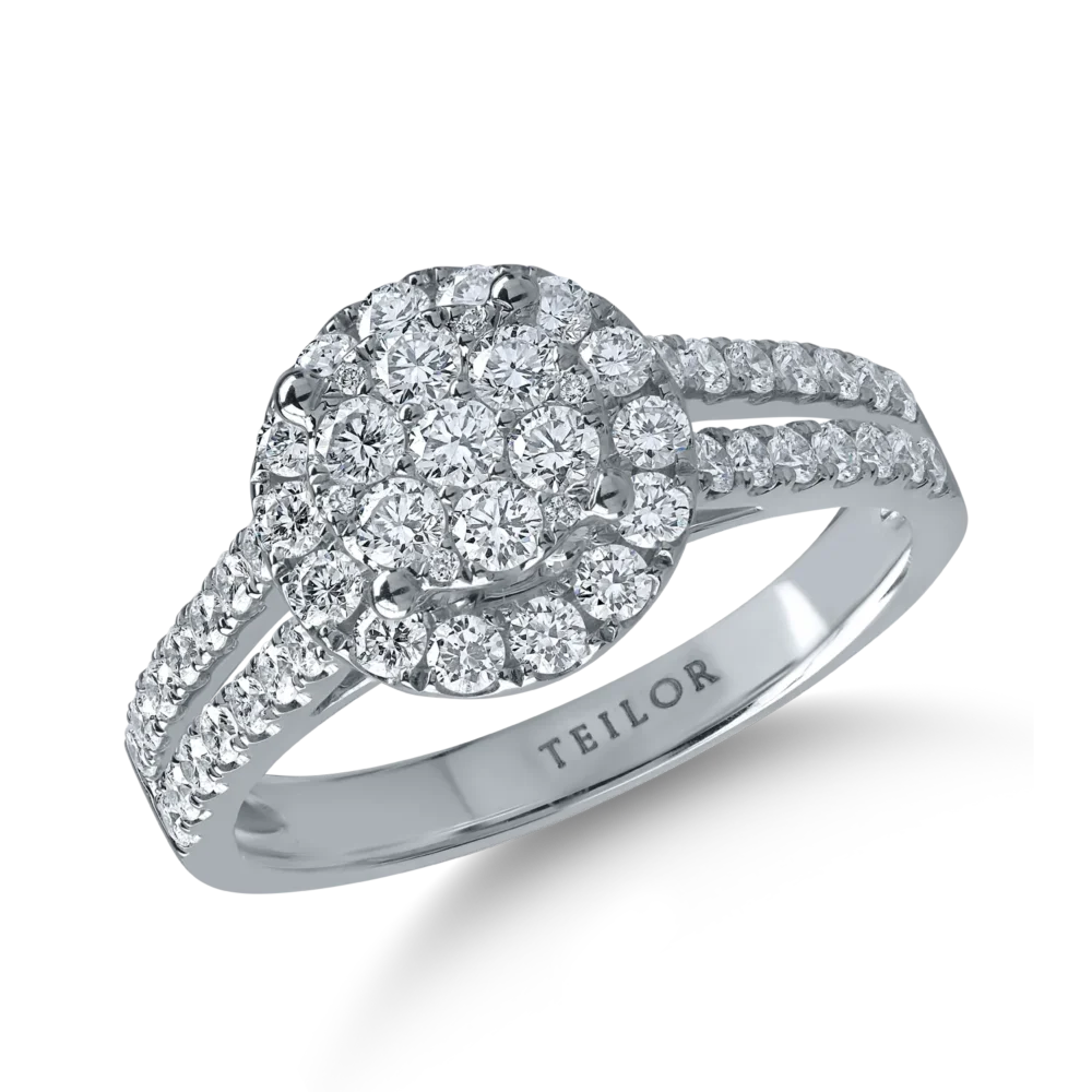 Inel din aur alb cu diamante microsetting de 0.7ct