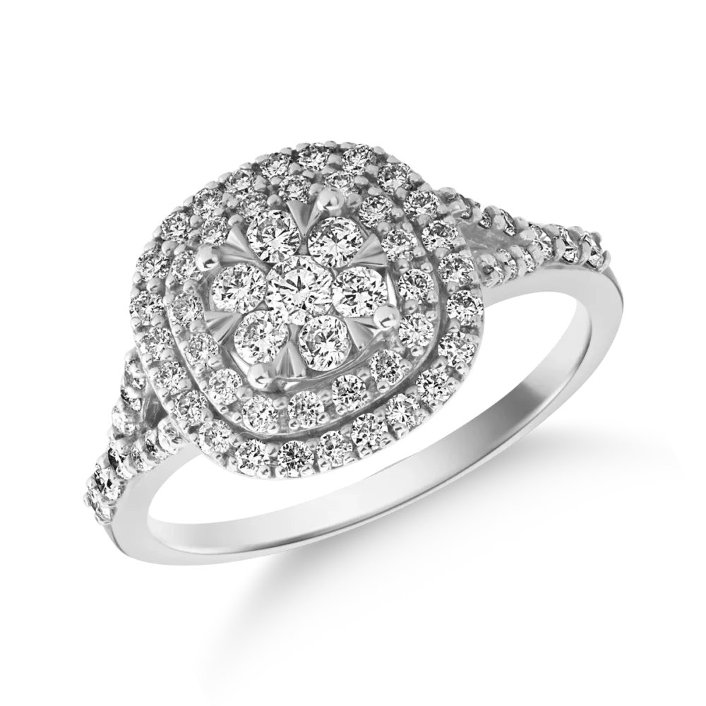 Inel din aur alb cu diamante microsetting de 0.7ct