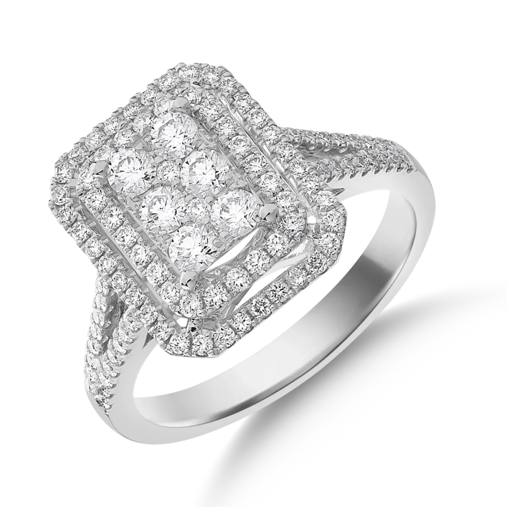 Inel din aur alb cu diamante microsetting de 0.8ct