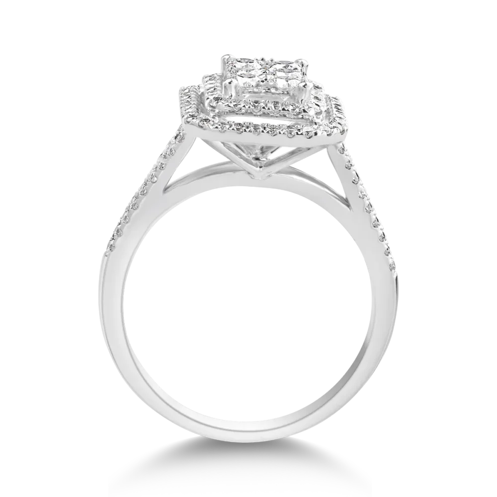 Inel din aur alb cu diamante microsetting de 0.8ct - imagine 2