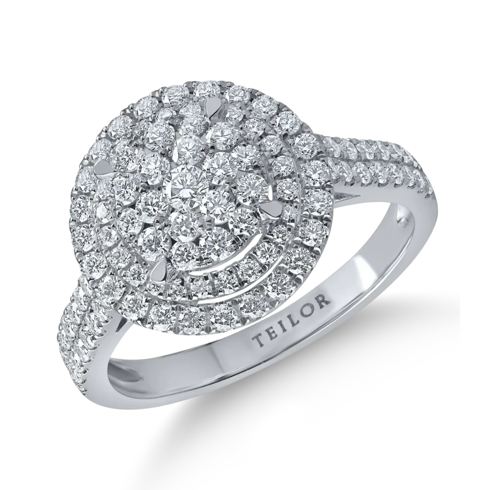 Inel din aur alb cu diamante microsetting de 0.9ct