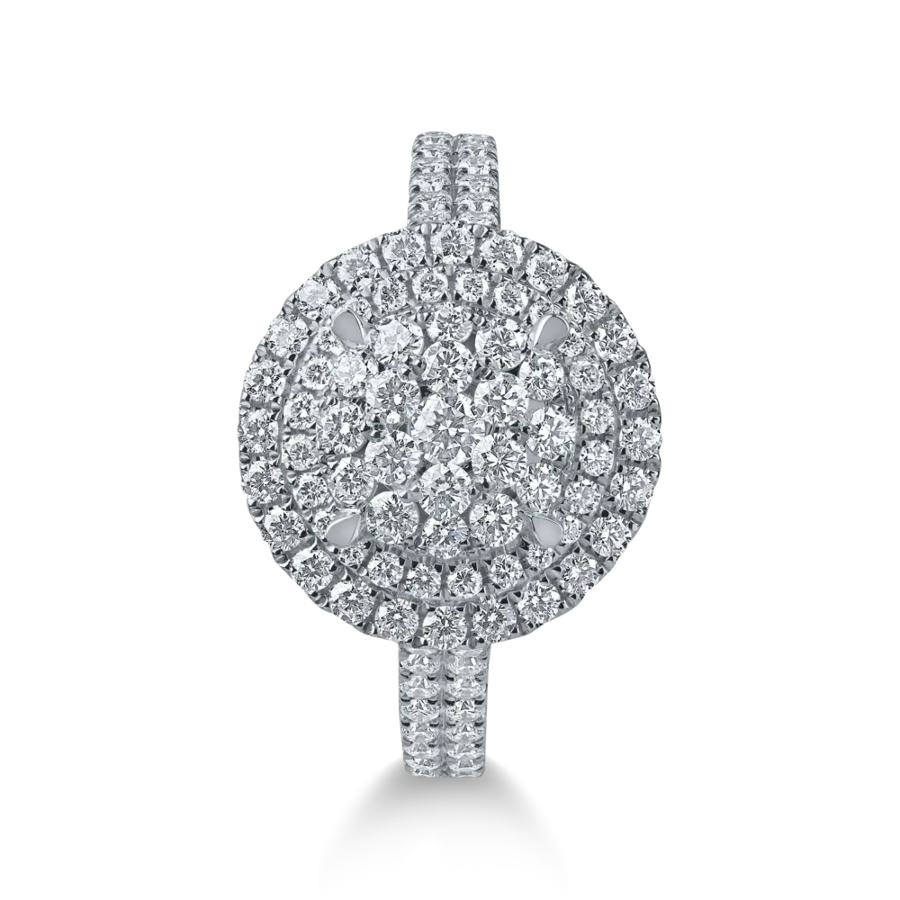 Inel din aur alb cu diamante microsetting de 0.9ct - imagine 2