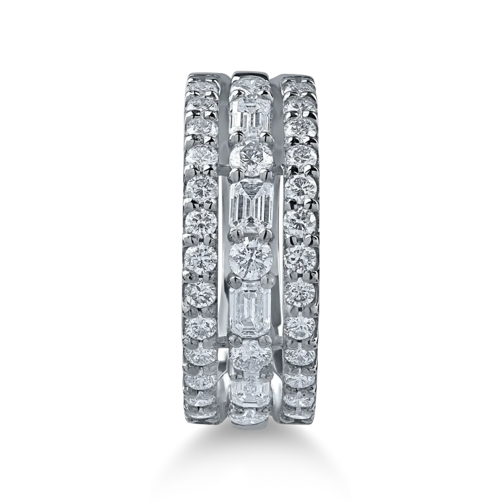 Inel din aur alb cu diamante microsetting baguette si rotunde de 1.2ct - imagine 2