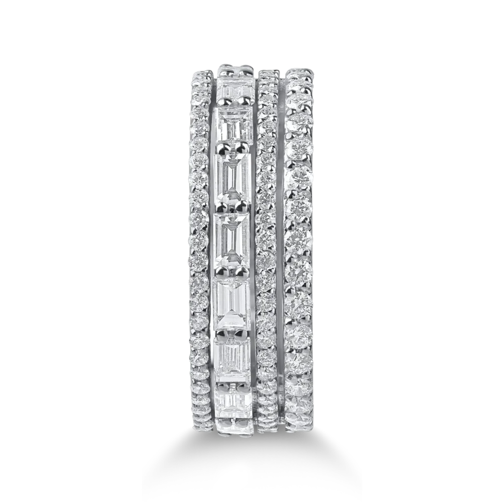 Inel din aur alb cu diamante microsetting baguette si round de 1.3ct - imagine 3