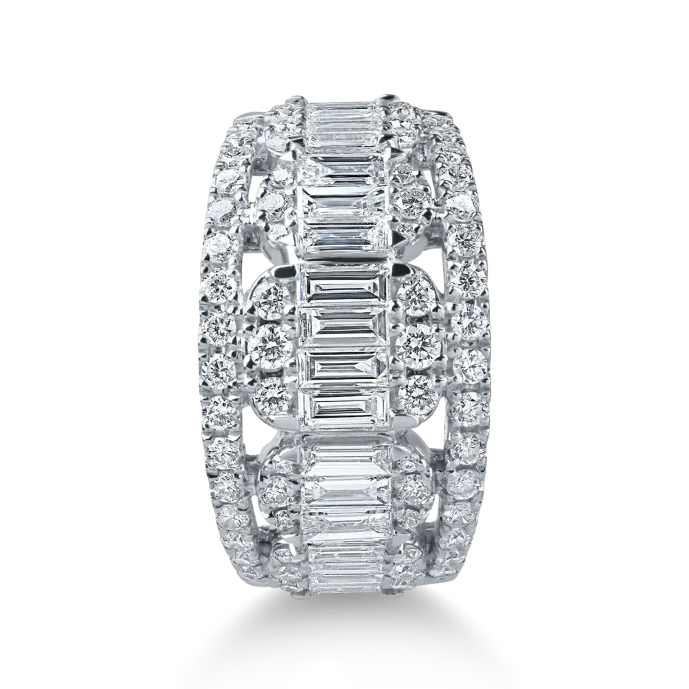 Inel din aur alb cu diamante microsetting baguette si rotunde de 1.9ct - imagine 2