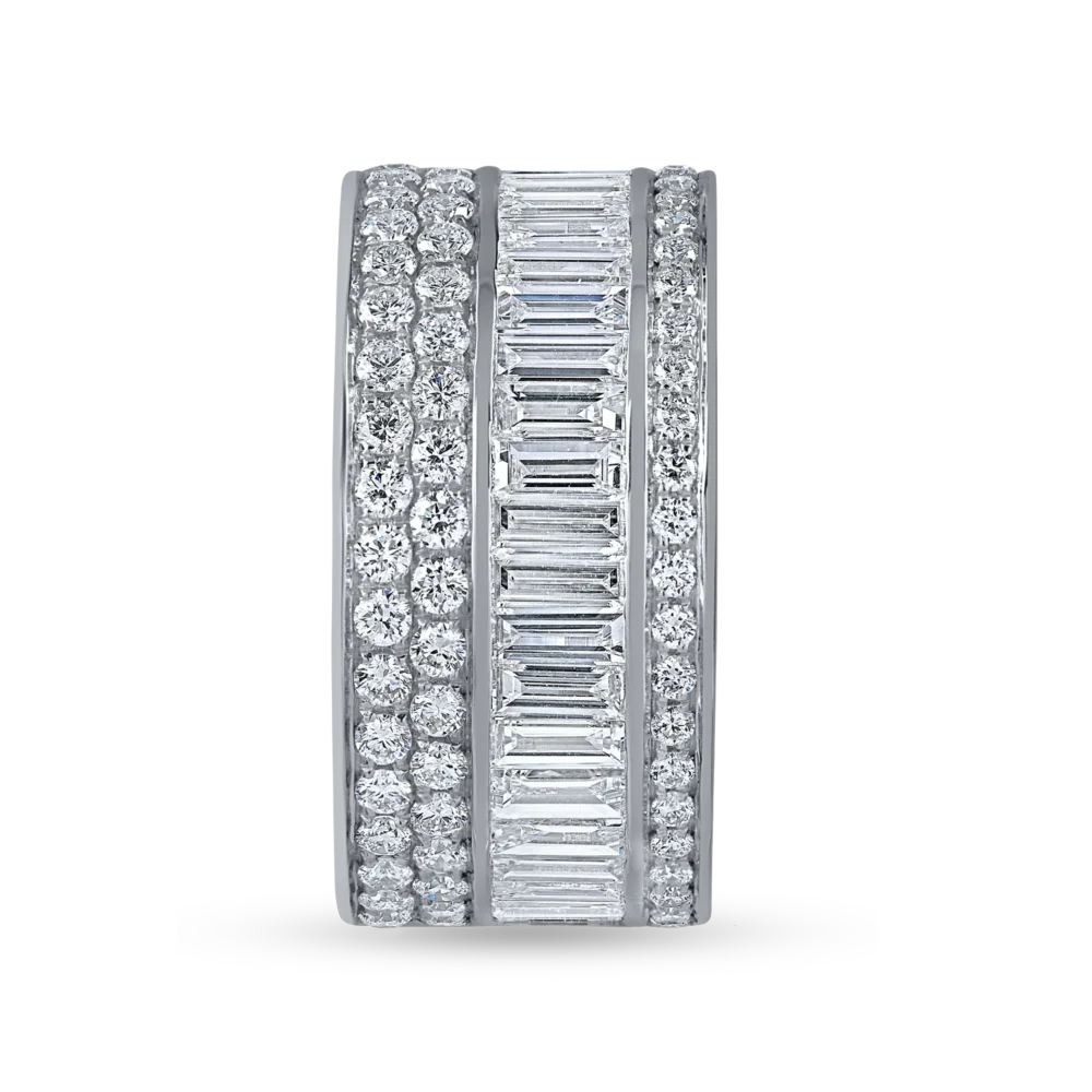 Inel din aur alb cu diamante microsetting baguette si rotunde de 2.2ct - imagine 2