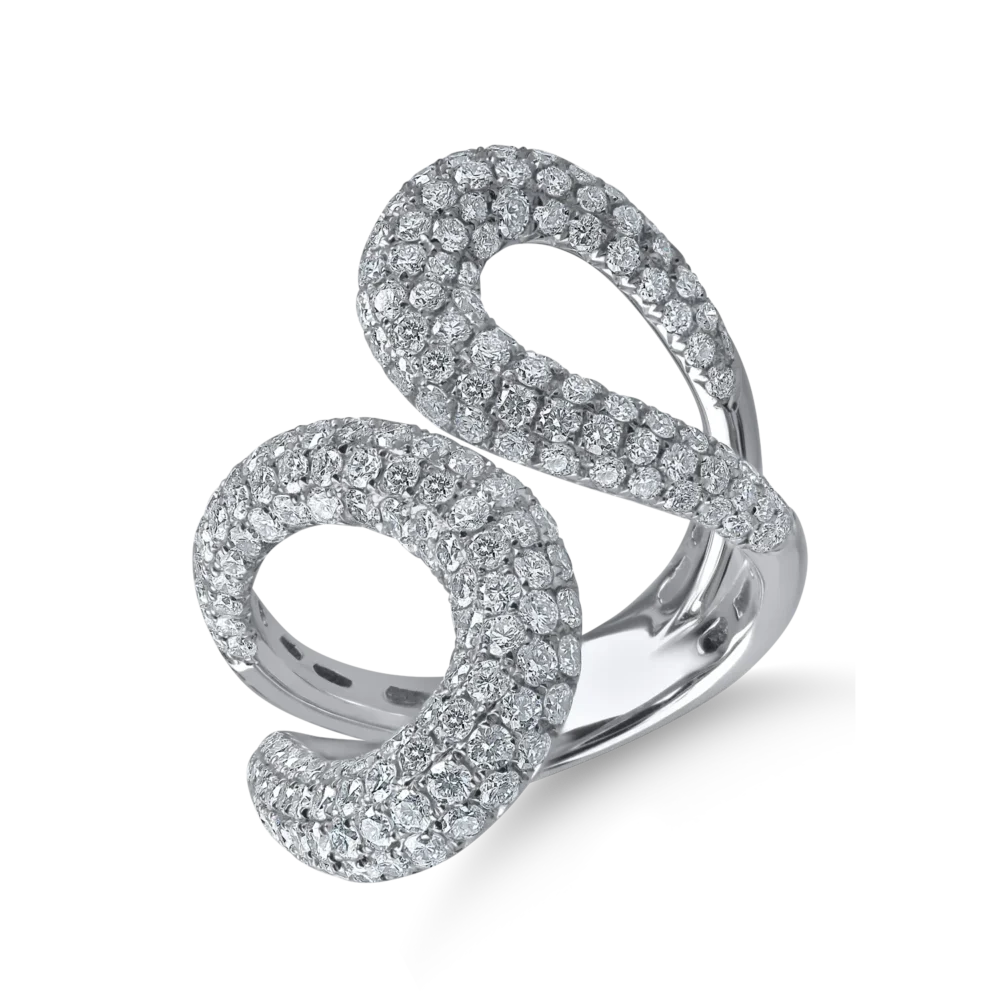 Inel din aur alb cu diamante microsetting de 2.6ct