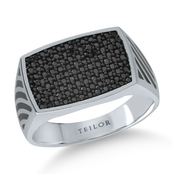 Inel din aur alb cu diamante negre de 0.58ct pentru barbati