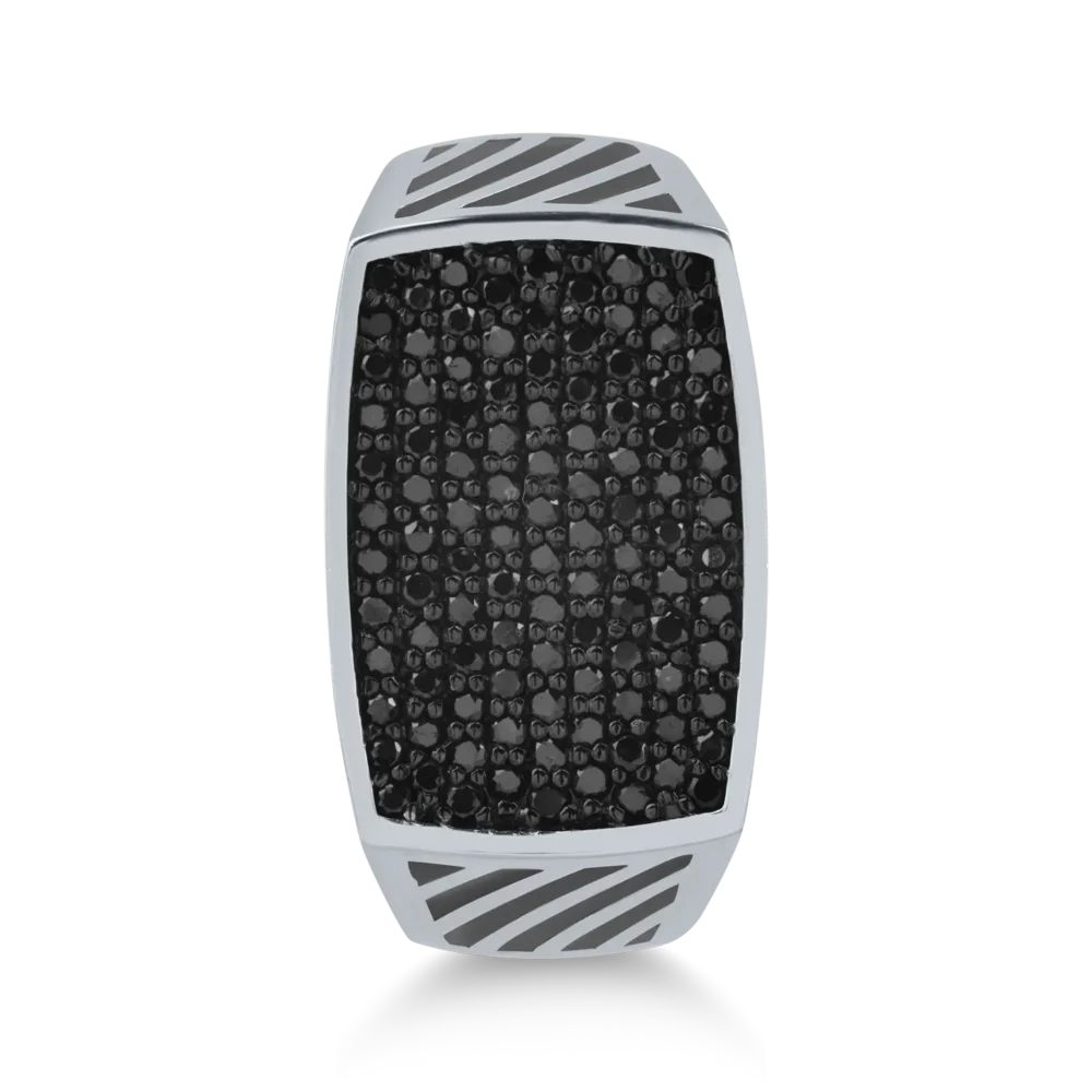 Inel din aur alb cu diamante negre de 0.58ct pentru barbati - imagine 2