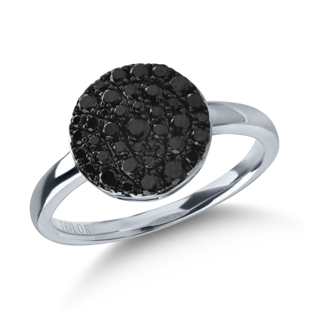 Inel din aur alb cu diamante negre de 0.6ct