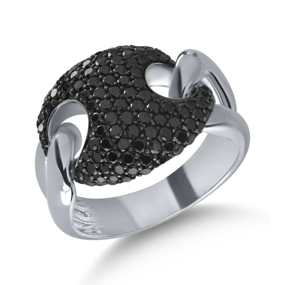 Inel din aur alb cu diamante negre de 1.55ct