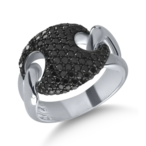 Inel din aur alb cu diamante negre de 1.55ct