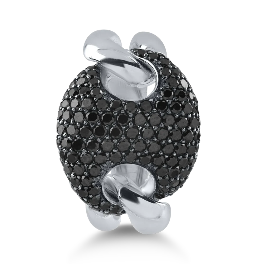 Inel din aur alb cu diamante negre de 1.55ct - imagine 2