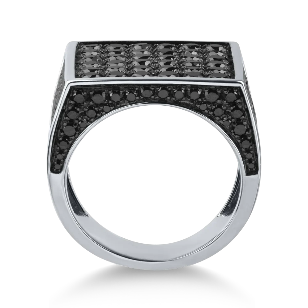 Inel din aur alb cu diamante negre de 3ct - imagine 2