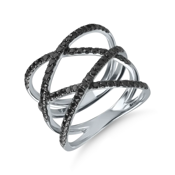 Inel din aur alb cu diamante negre microsetting de 0.7ct