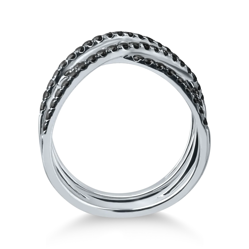 Inel din aur alb cu diamante negre microsetting de 0.7ct - imagine 2