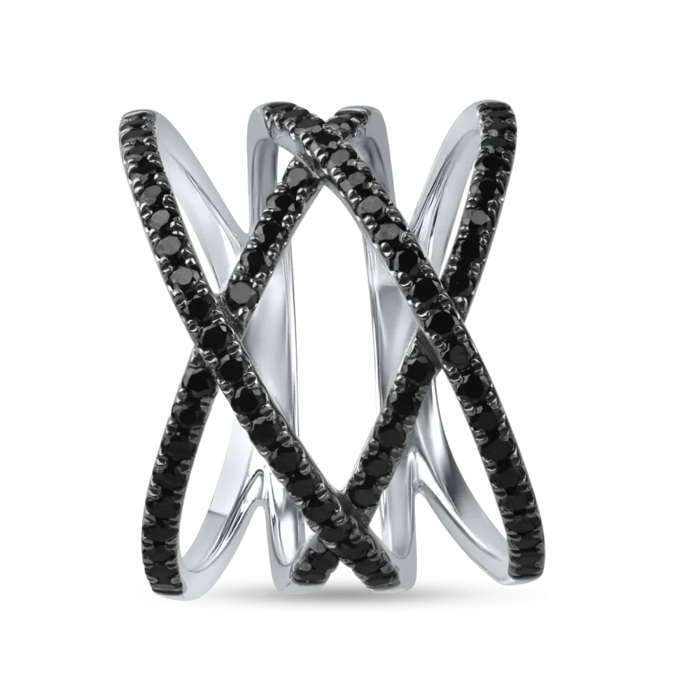 Inel din aur alb cu diamante negre microsetting de 0.7ct - imagine 3