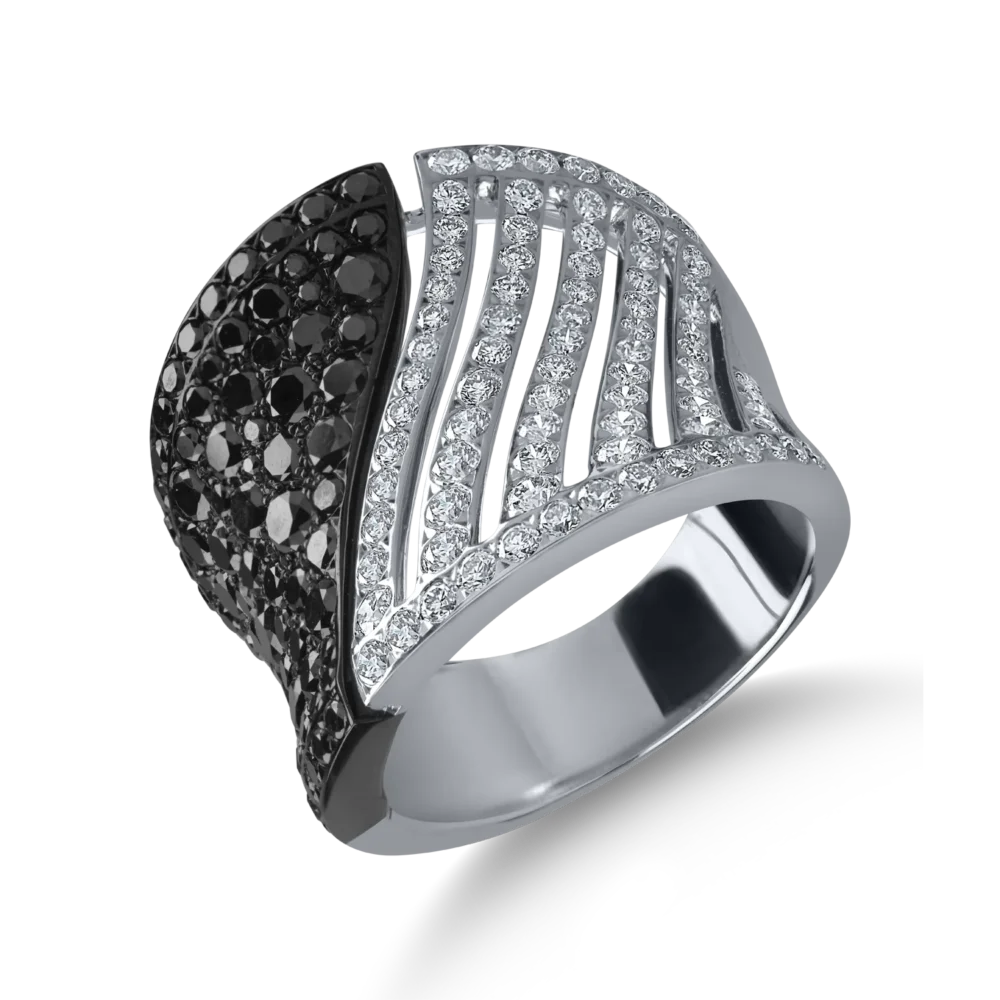 Inel din aur alb cu diamante negre si incolore 2.9ct