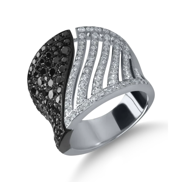 Inel din aur alb cu diamante negre si incolore 2.9ct