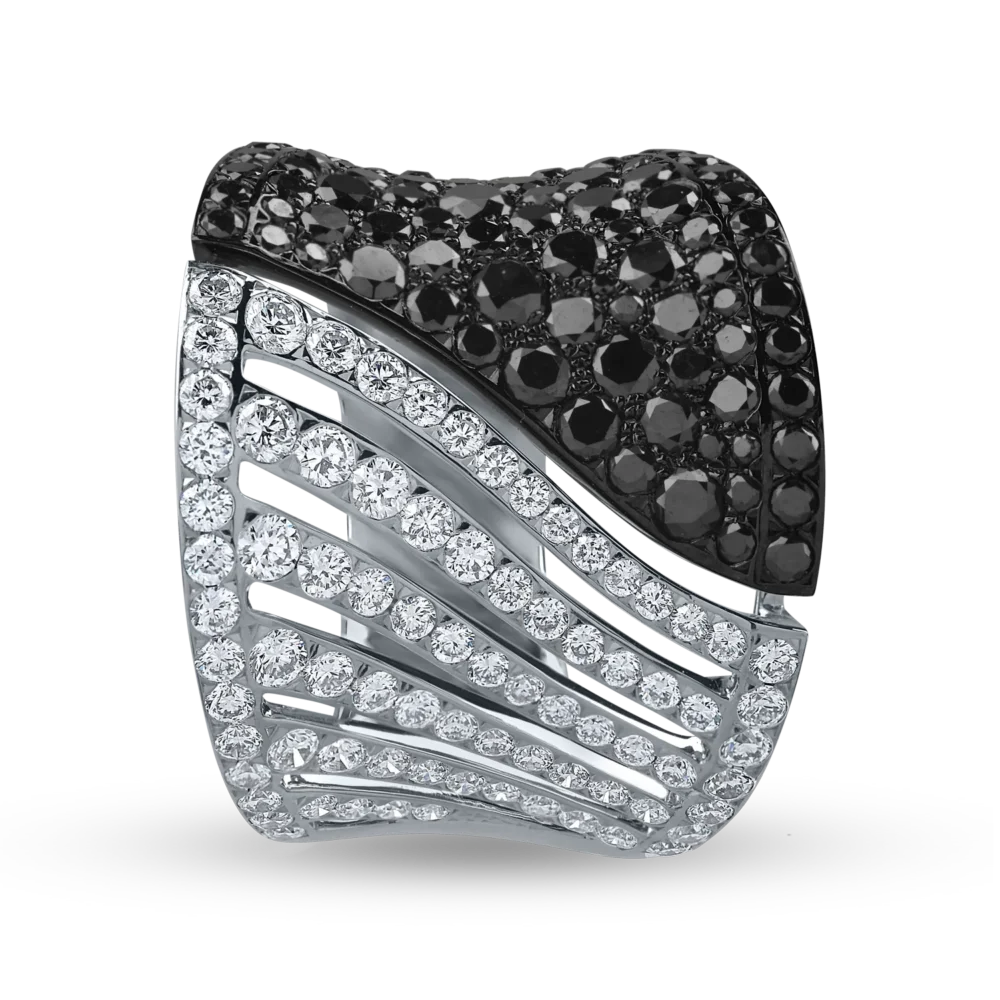 Inel din aur alb cu diamante negre si incolore 2.9ct - imagine 2