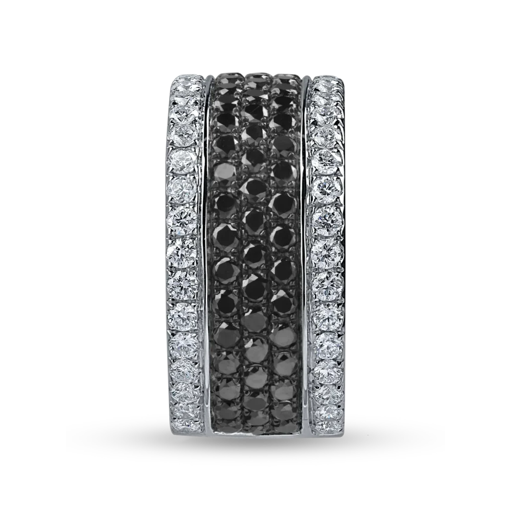 Inel din aur alb cu diamante negre si incolore de 1.8ct - imagine 2