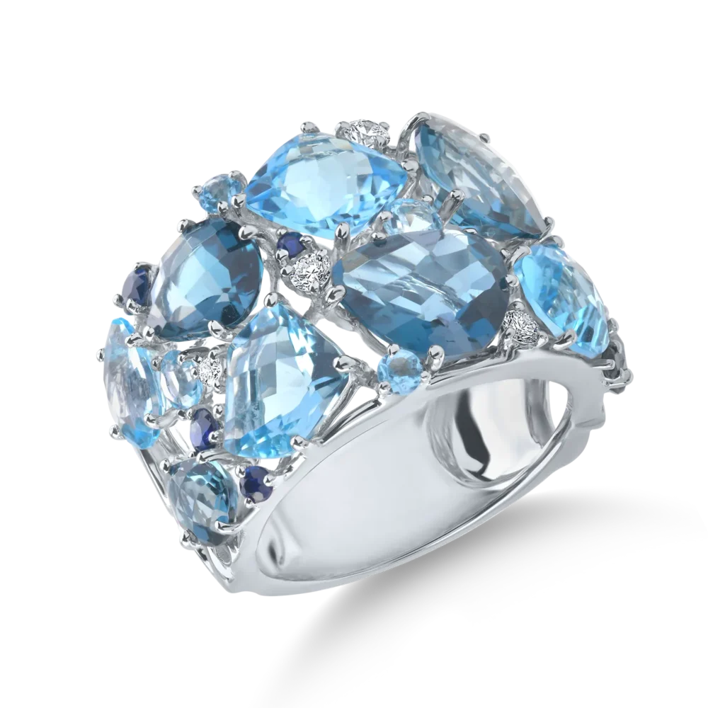 Inel din aur alb cu pietre pretioase si semipretioase de 14.79ct